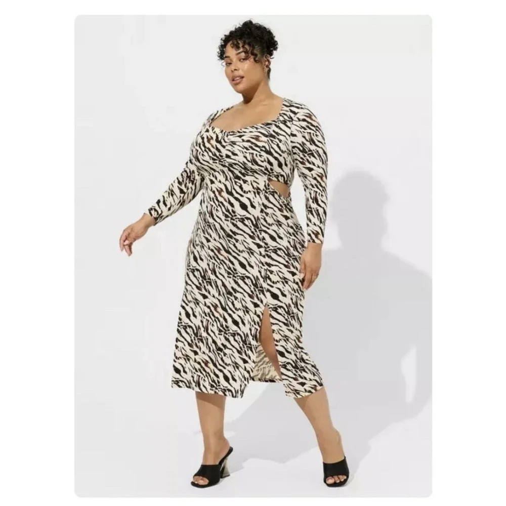 Torrid Zebra Print Cutout Stretch Knit Maxi Dress Size 3X‎